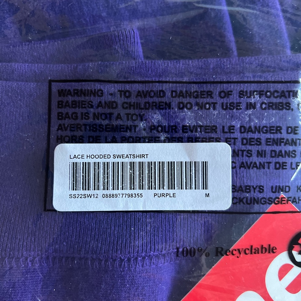 Supreme Hoodie Purple Size M - Picture 10 of 12